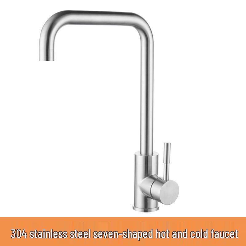 304 Stainless Steel Rotatable Anti-Splash Kitchen Faucet with Hot/Cold Mixing for Vegetable Sink