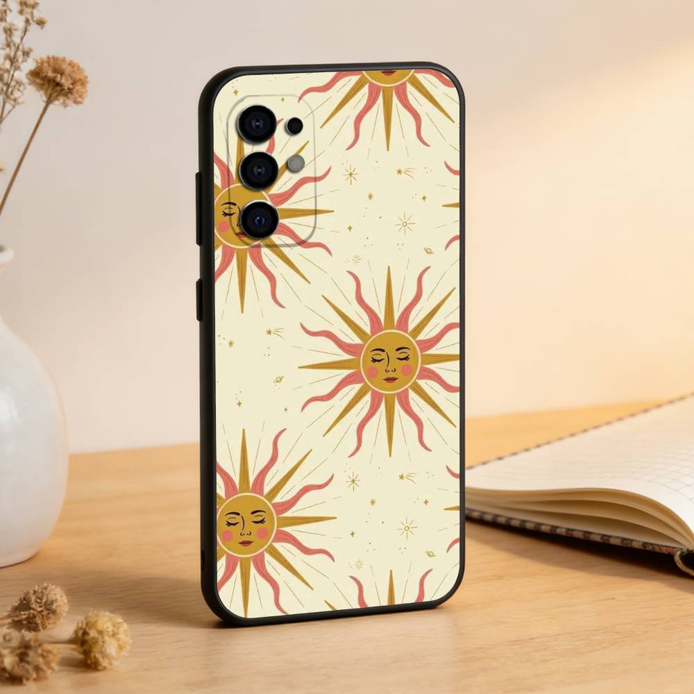 

Sun Motif Phone Case Black Silicone Soft For Samsung S25,S24,S21,S22,S23,S30,Ultra,S20,Plus,Fe,Lite Samsung S21lite