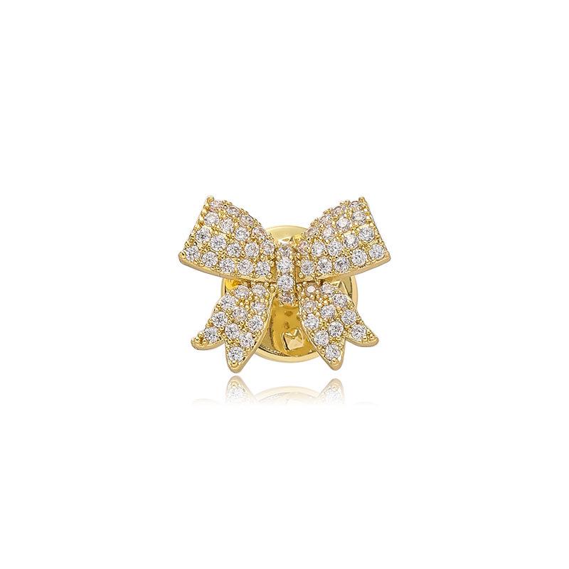 Korean Diamond-Studded Bow Brooch - Trendy Collar Pin for Women