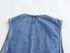 Women's European & American Short Denim Vest + Double Lapel Midi Skirt Set