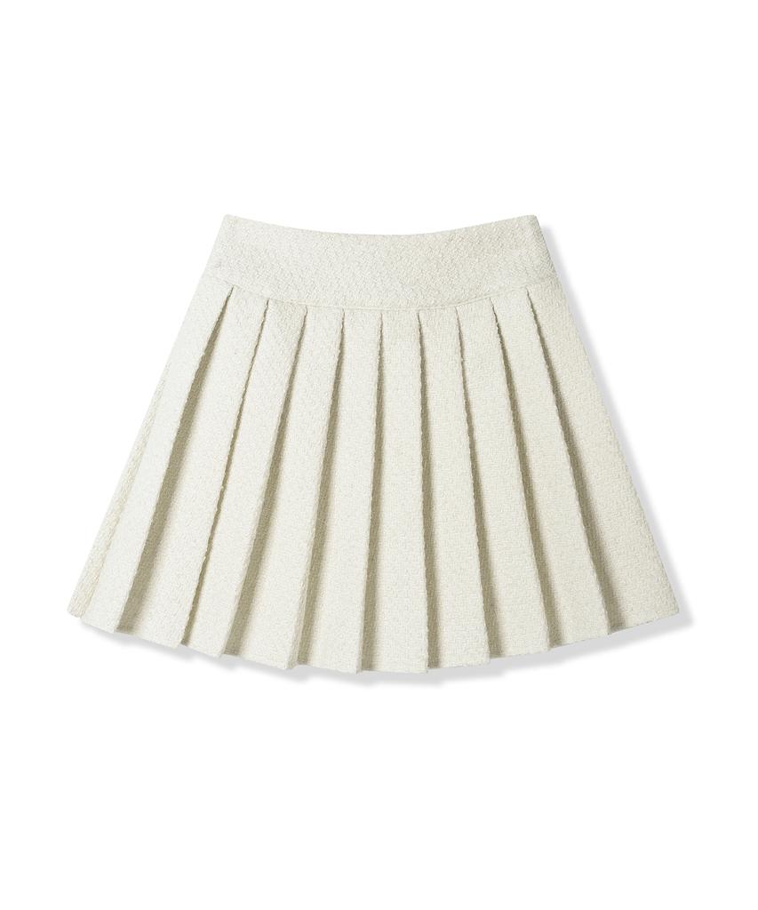 AVANDRESS Daphne Tweed Pleated Skirt Ivory