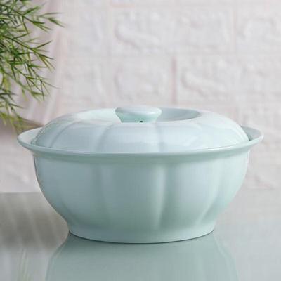 Jingdezhen Celadon Ceramic Pumpkin Soup Tureen with Lid