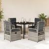 Vidaxl 5-Cz. Garden Furniture Set With Cushions, Grey, PE Rattan