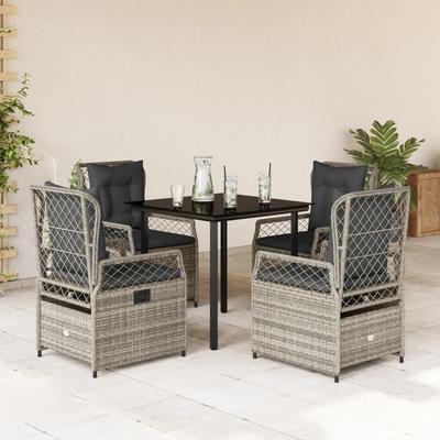 Vidaxl 5-Cz. Garden Furniture Set With Cushions, Grey, PE Rattan