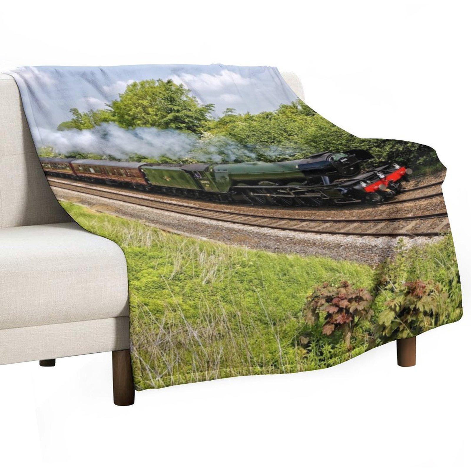 A3 Class 60103 Flying Scotsman Steam Locomotive Throw Blanket Flannel Sofa warm winter Retros Blankets 30x40in