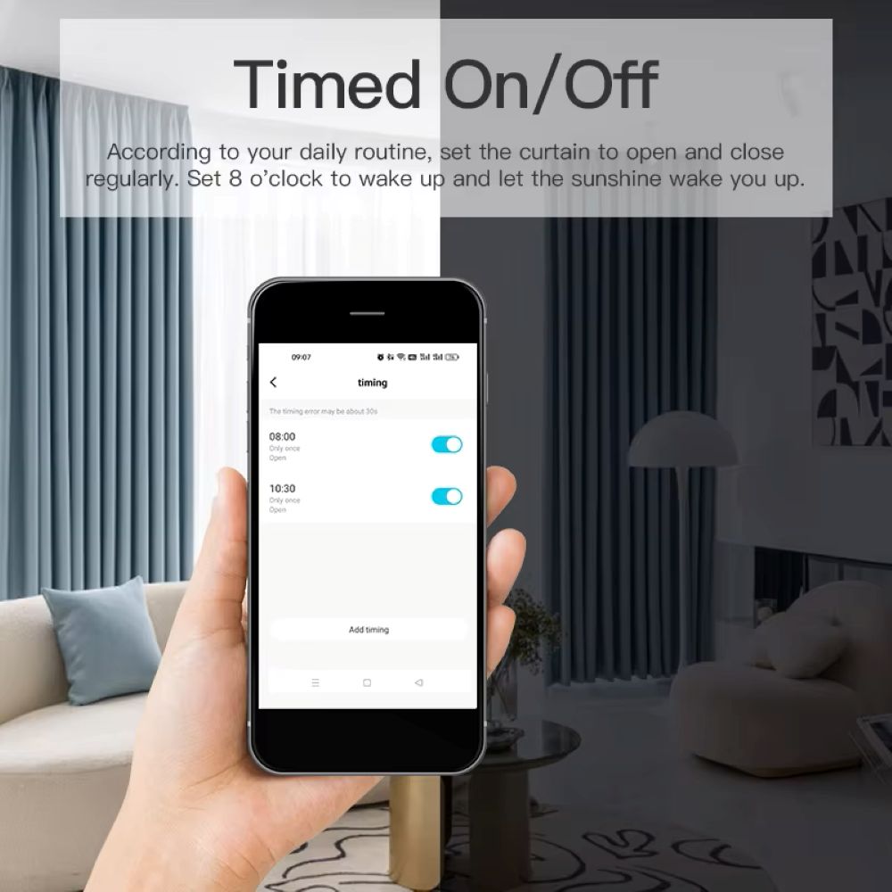 Smart Automatic Curtain Opener, Remote Control With App/Timer/Voice, with T/U/Rome Rod ,WiFi Bluetooth Automatic Light Sensor