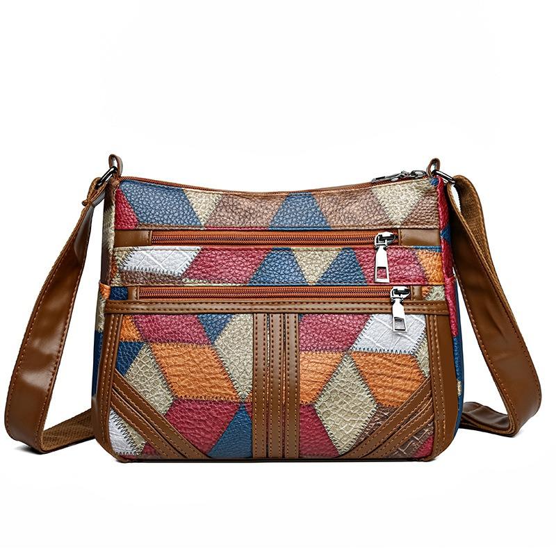 Color Block Multi Pocket Shoulder Crossbody Bag
