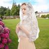Breathable Wedding Lace Shawl Lace Trim Mantilla Headwear Scarf Veil Prayer Shawl  for Woman