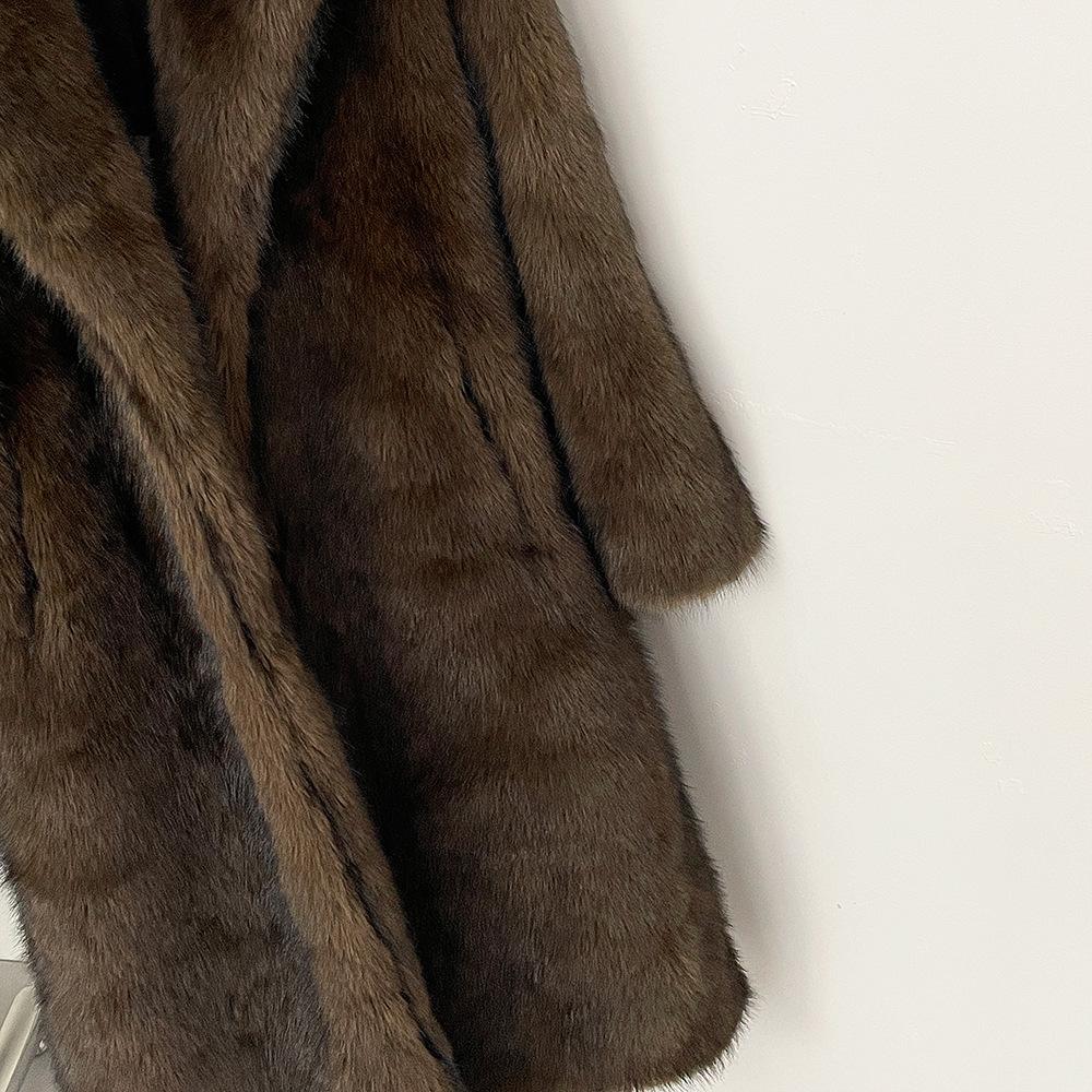 Winter Women Faux Fur Jacket Coat Solid Khaki Long Sleeve Thick Warm Overcoat Outwear Fluffy Coat for Women