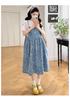 Elegant Summer Maternity Denim Dress: Chic French-Inspired Pregnancy Wear