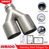 BEY1 1Pcs Double Matte Stainless Steel Car Muffler Tip Exhaust Tip System Pipe Universal Exhaust Tip  60 63  for GTI MK7 Golf7 Nozzle