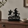 DYS Witch Wooden Table Centerpiece, Spooky Castle Black Cat Standing Tabletop Ornament for Halloween Party, Desk Tiered Tray Decor