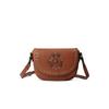 Genuine Leather Saddle Bag, Retro Riveted Handcrafted Gemstone Crossbody Bag, Single-shoulder Women's Bag