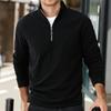 Men's Jacket Rocker Fleece Thickened Half Zip Solid Color Standing Collar Sweatshirt Outdoor Moisture Wicking Comfortable Skin-friendly Tops