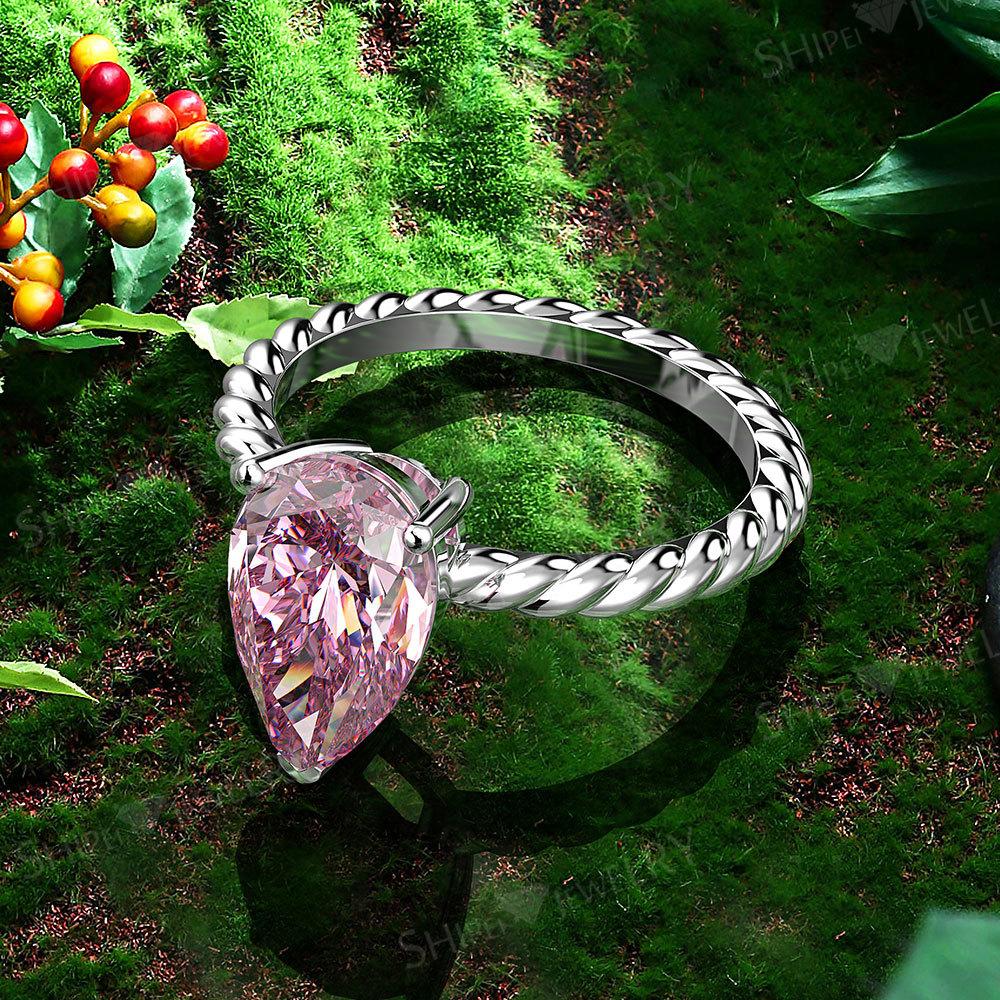 Tancise Classic 925 Sterling Silver  Zircon Ring Ladies Jewelry Wedding Promise   Party Gift