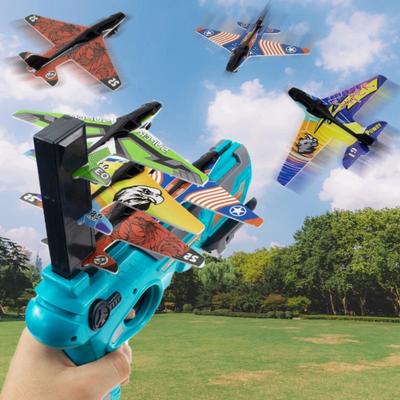 Foam Catapult Aircraft Children Outdoor Boy Toy Hand Gunner Throw Gyro Glider Model Launcher