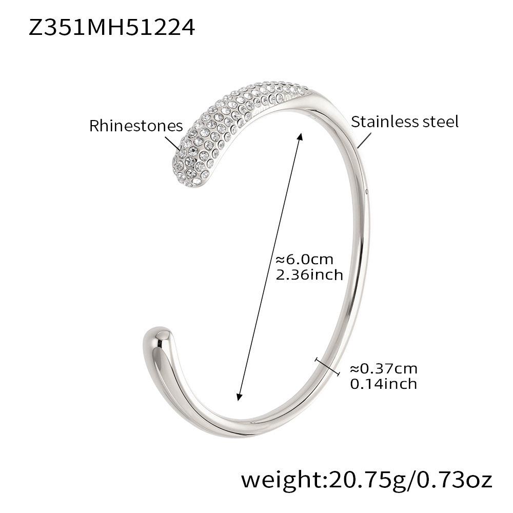 18K Goldbeschichteter Edelstahl Zirkon Geometrisches Offenes Armreif-Set