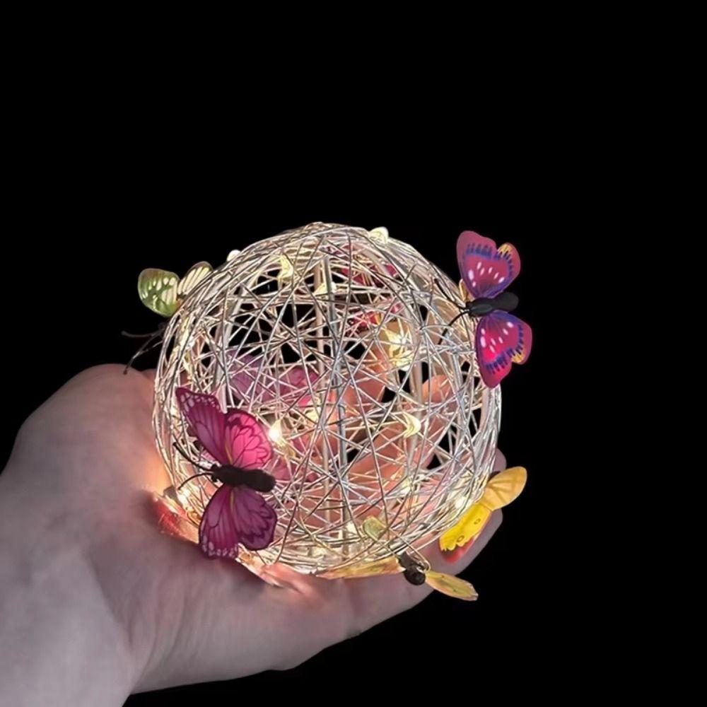 Waterproof Solar Butterfly Ball Light Solar-Powered Colorful Butterfly Solar Hanging Light Metal Weaving Decorative