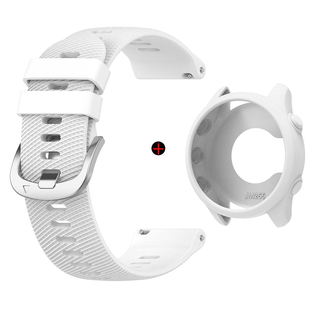 For Garmin Forerunner 255/265 Watchband + Watch Case Silvery Buckle Wristband High Quality Durable Silicone Smart Strap
