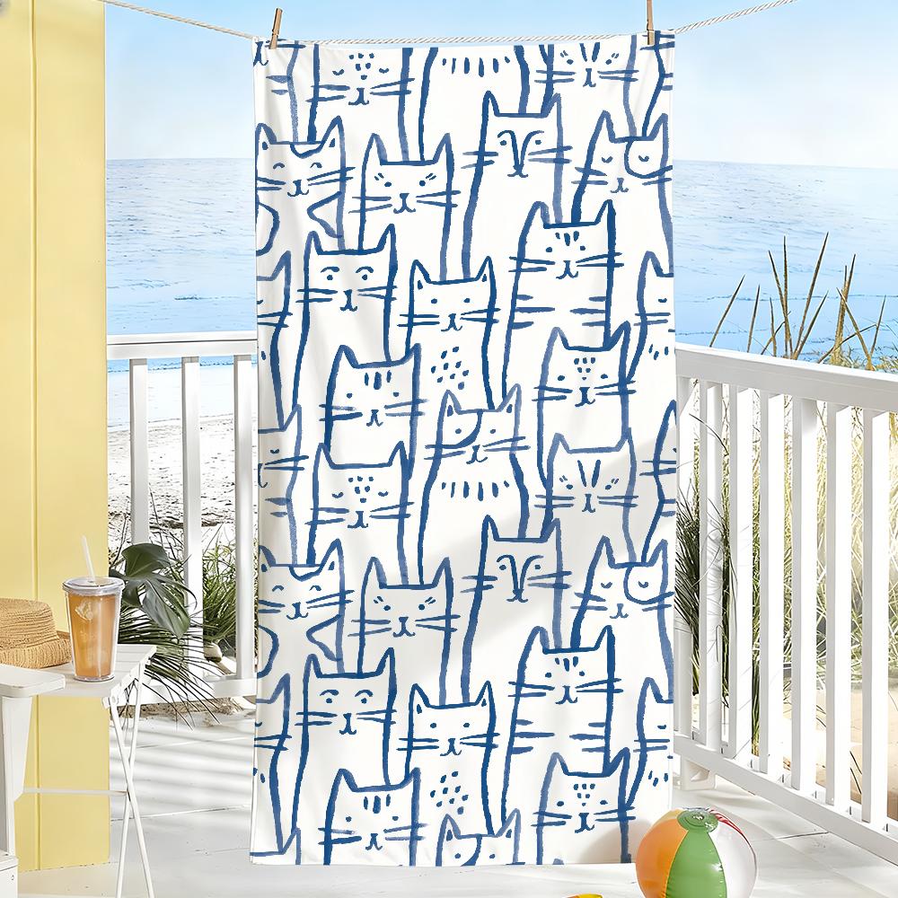 

Fun Cute S-Smitten Kitten Towel Soft Pool Gift For Travel Gym Shower Camping Quick Dry Sports Large Beach Towels W40*H60(CM)