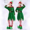 New Ladies Christmas Elf Costume Solid Color Velvet Dress Set Santa Helper Costume Cosplay