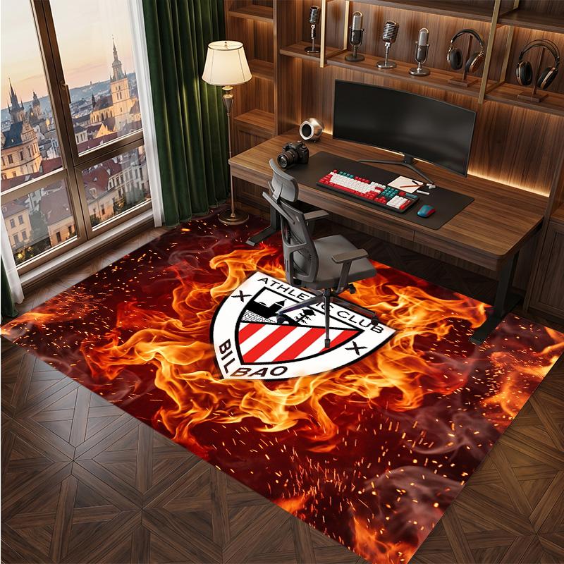 Athletic Bilbao Football Print Crystal Velvet Rug, Comfortable Water Absorbent Non Slip Indoor Floor Carpet