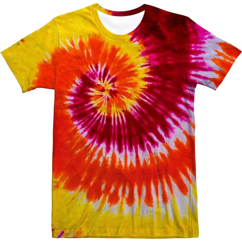 Retro 3D Neon T Shirt Psychedelic Gradient Color Tie-dye Printed Street Tshirt Men And Women O Neck Fashion Short Sleeve Tops