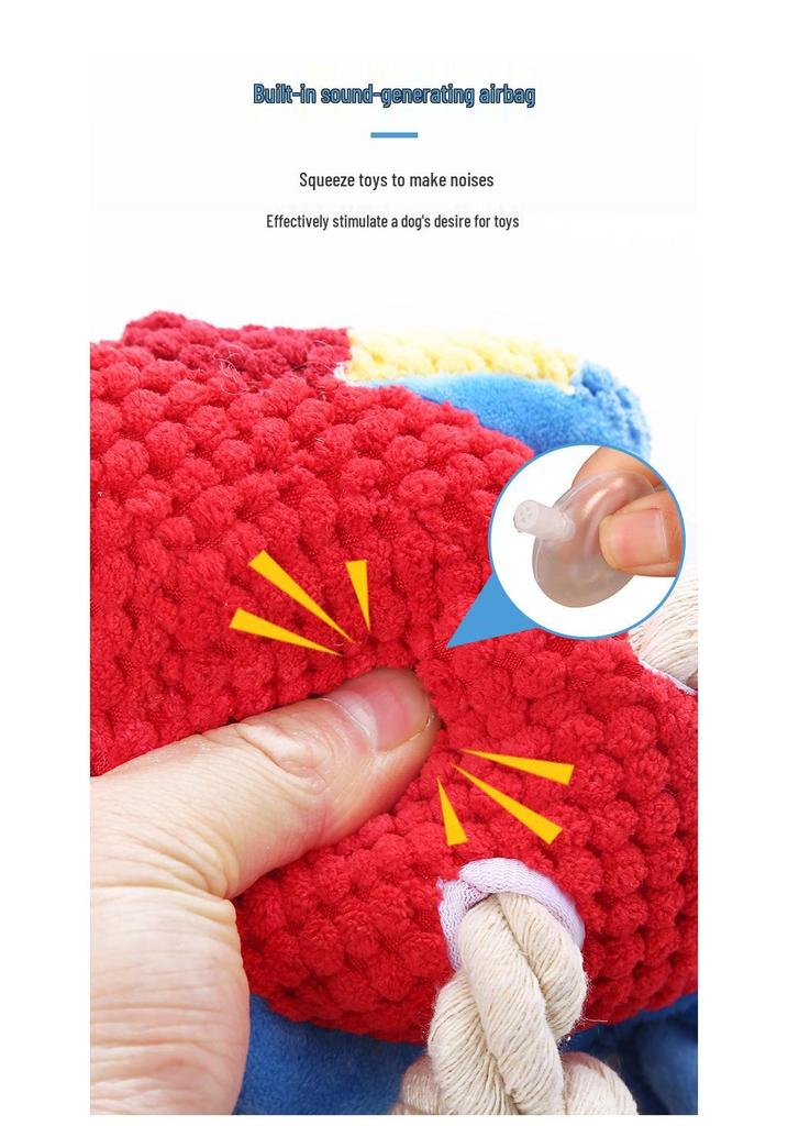 Interactive Dog Plush Parrot Chew Toy with Rope Knot and Sound, Bite-Resistant