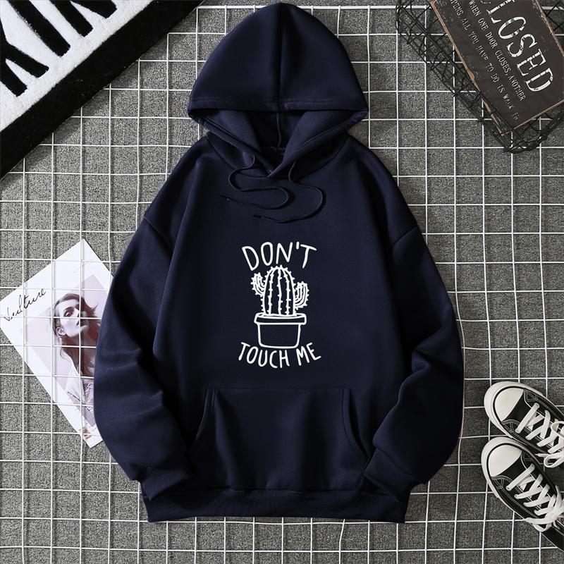 Creativity DON T TOUCH ME Hoodies Women Street Style Hoody Autumn Loose Fleece Clothing Comfortable Pullover Sweatshirt