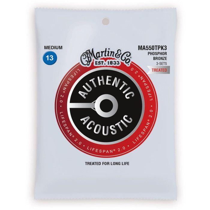 Martin MA550TPK3 - 3 Jeux De Cordes Guitare Acoustique - Authentic Treated Phosphore Bronze - Medium 13-56