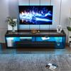 Mobile TV LED Lucido, Adatto per TV fino a 70 Pollici, Mobile TV Nero con 2 Cassetti, Tavolino per Soggiorno e Camera da Letto, Nero