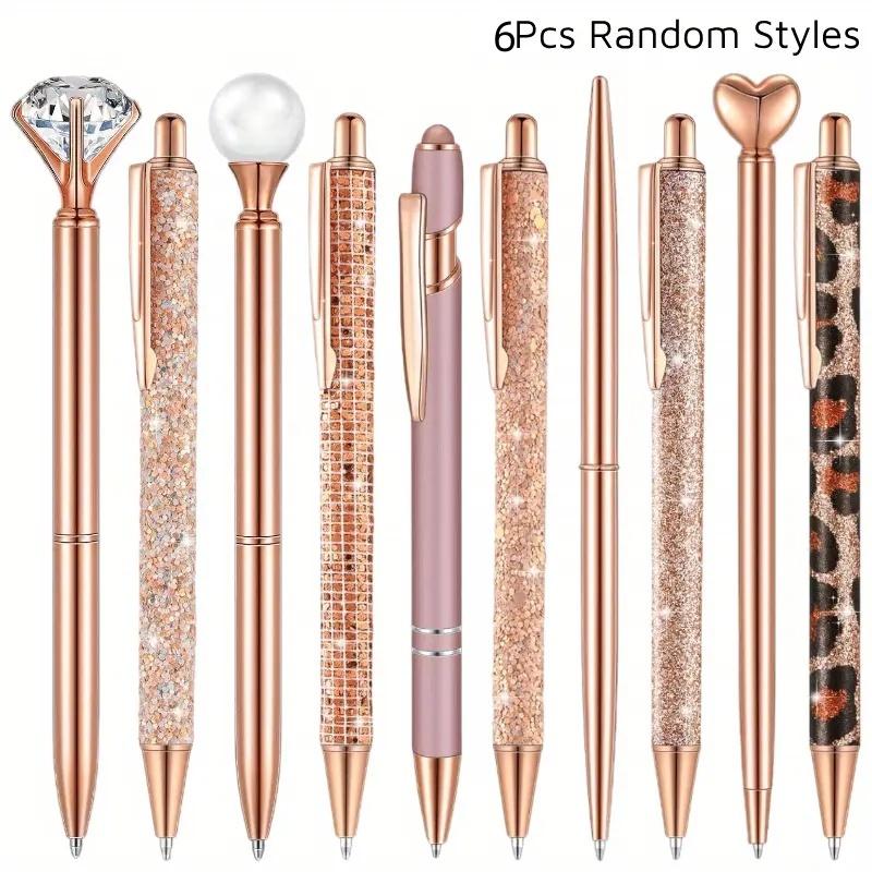 

Набор из 6 шариковых ручек Металлическая ручка с кристаллами и бриллиантами для ведения журнала Блестящие канцелярские товары Оригинальные подарки для учителя Выпускные принадлежности