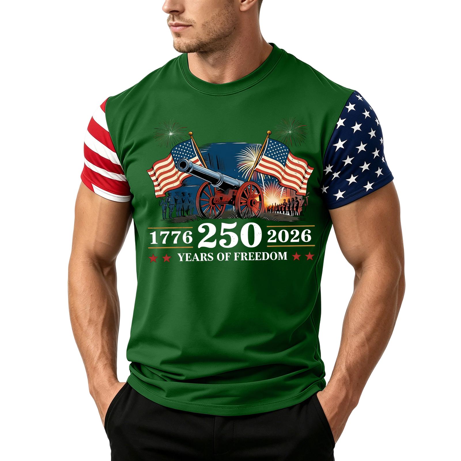 

Men s Independence Day Flag Print Short Sleeve T-Shirt, Loose Casual Daily Summer Tops M