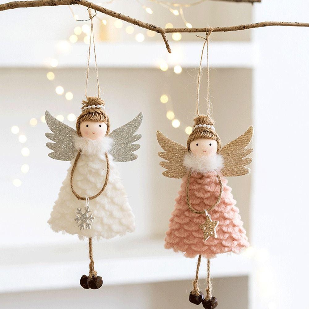2pcs Cartoon Angel Girl Pendant Plush Christmas Tree Hanging Decoration New Year Festival Gifts