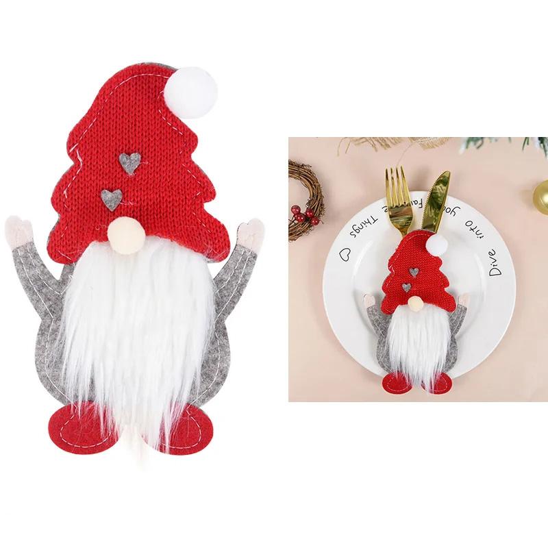 

Xmas Gnome Design Cutlery Storage Bag Christmas Decoration Fork Knife Cutlery Holder Bag B