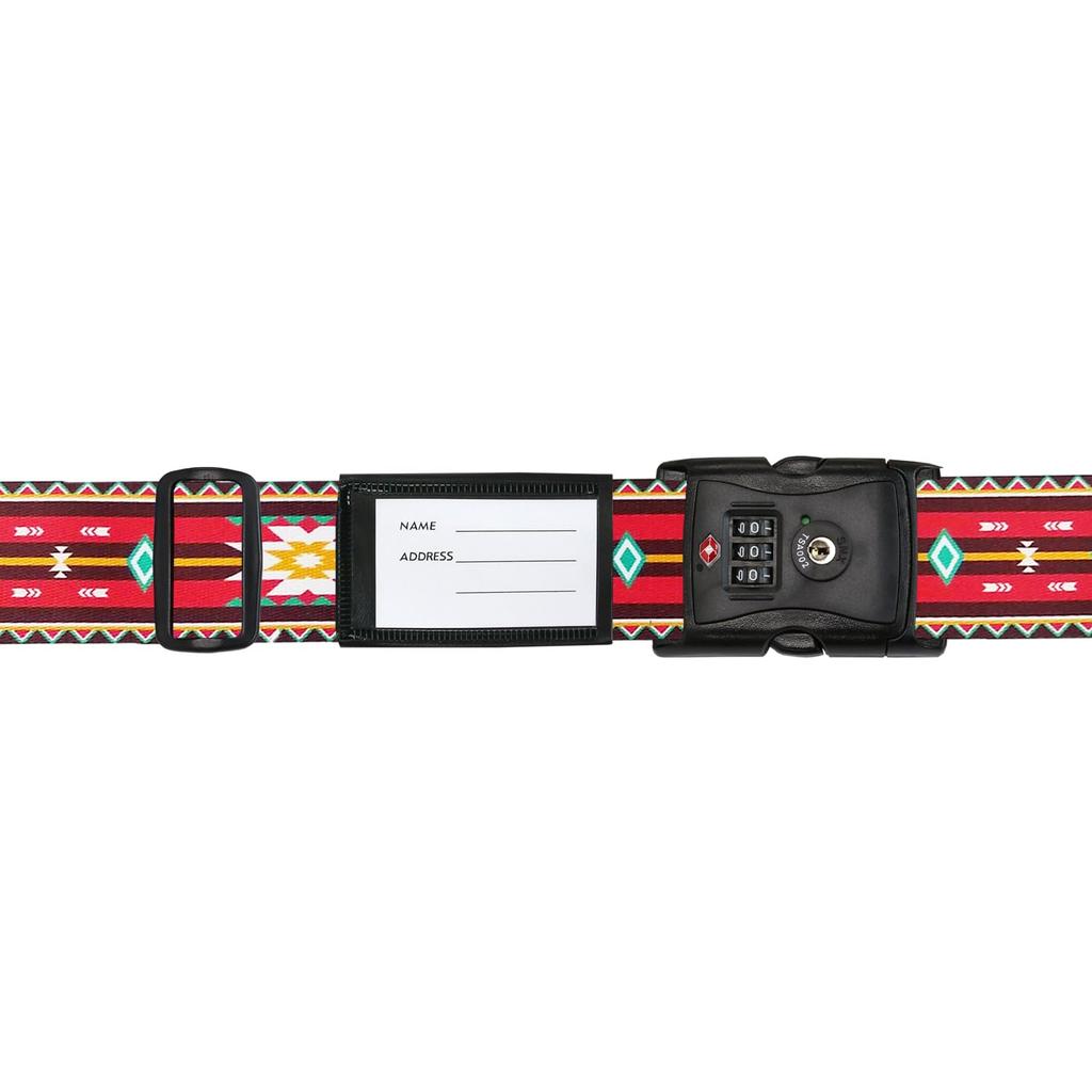 VANGARD Suitcase Belt secures includes name made in native TSA with - One-touch, convenient, luggage, tag, durable, Japan, stylish, pattern, red,
