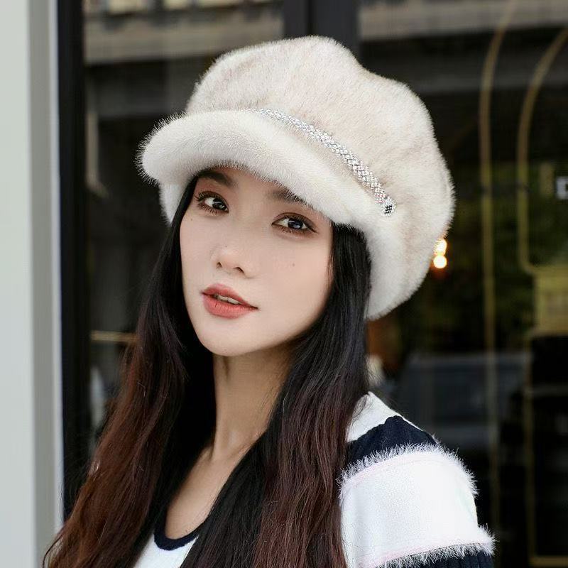 Women S Faux Fur Beret Winter Warm Thick Fashionable Hat