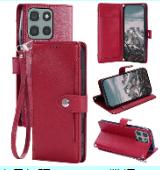 Cheaper Price for Motorola Moto G56 5G Litchi Texture Zipper Wallet Buckle Vegan Leather Phone Case with Wrist Strap