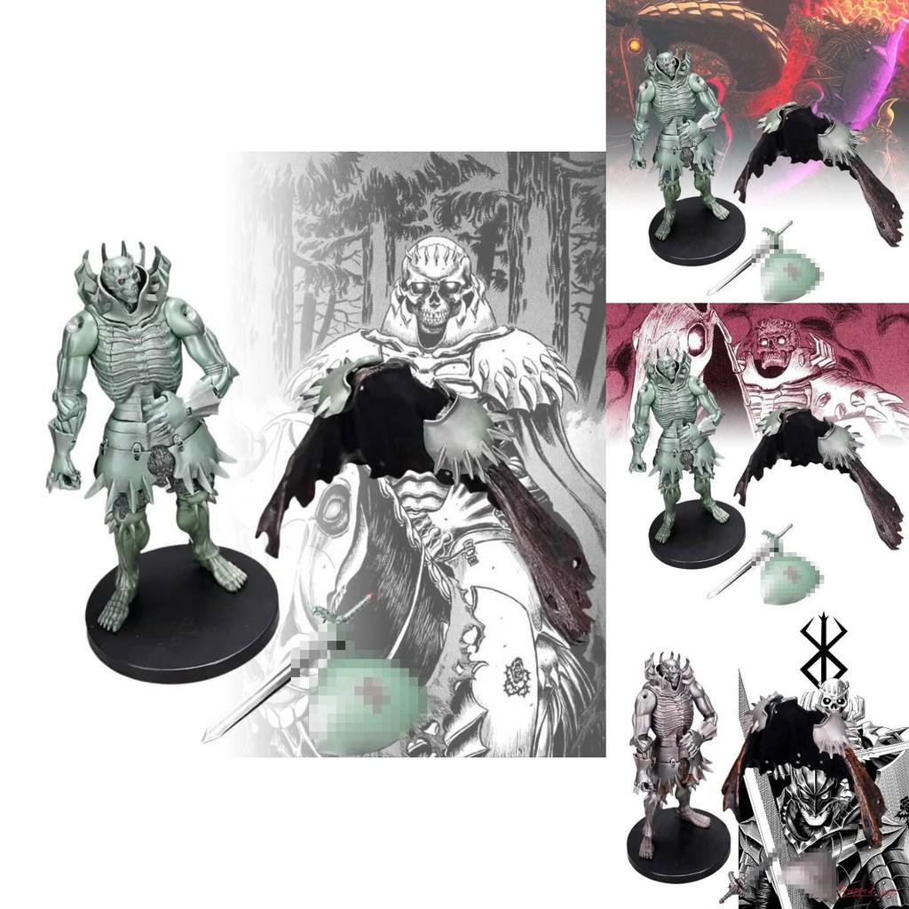 Detailed Pvc Skeleton Knight Figurine In Striking Silver And Green For Anime Lovers