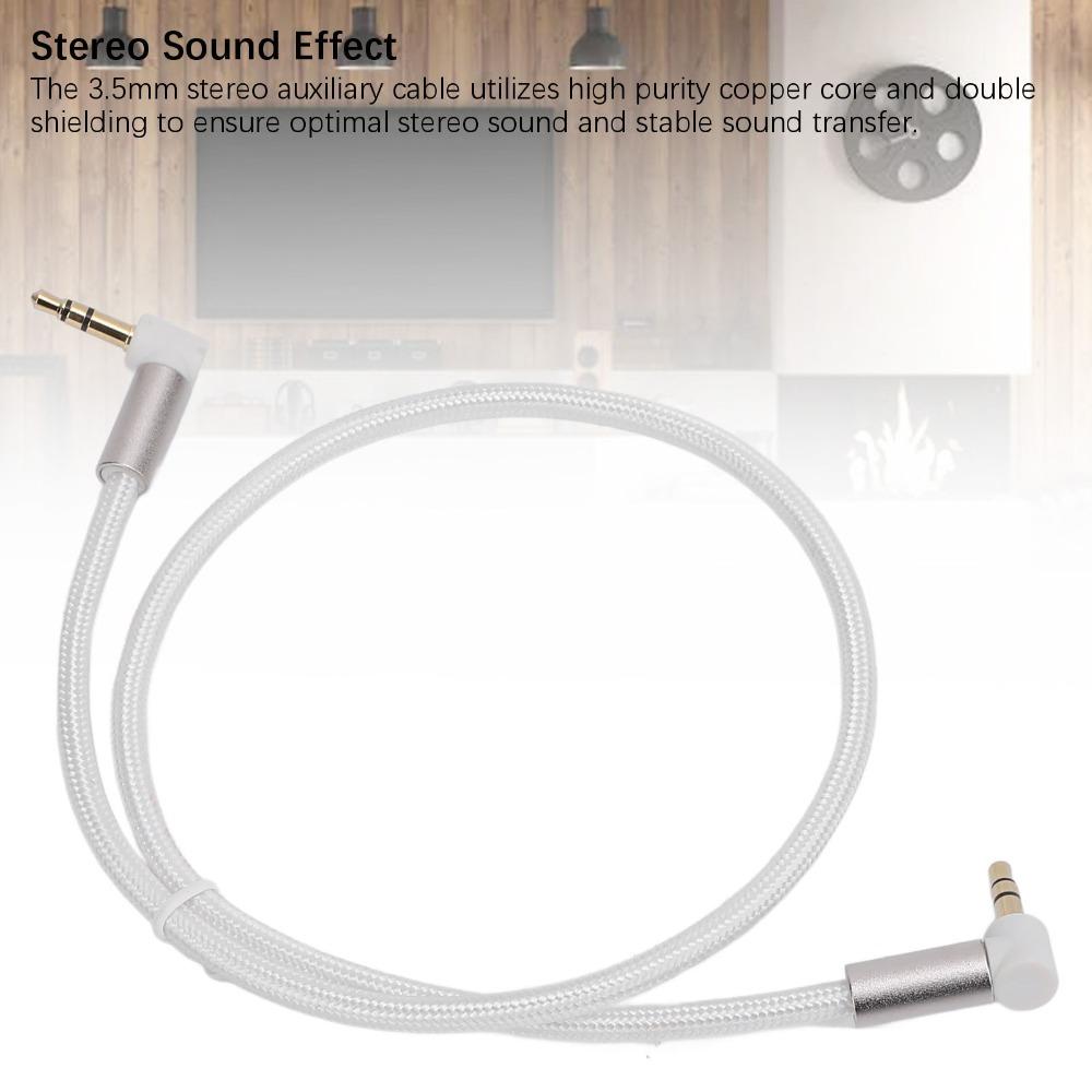 90 Degree Angle Stereo Auxiliary Cord Stereo Sound Support Male To Male Aux Cable  for Headphone