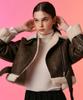 Koleat [Detachable Belt] Women Cracked Crop Sherpa Shearling Fleece Jacket Brown [Rider Ver.]