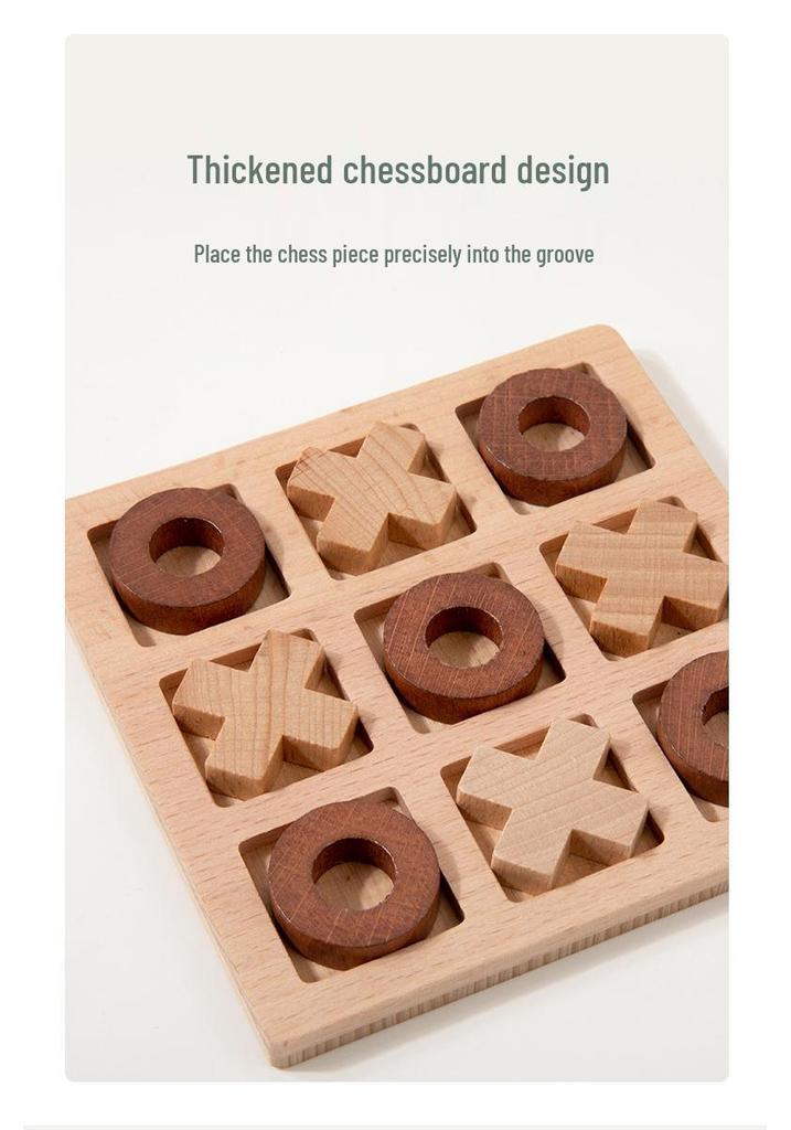 Wooden XO Tic-Tac-Toe Game: Educational Board for Parent-Child Interaction & Logical Thinking
