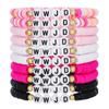 """WWJD"" Buchstaben Polymer Clay Perlen Armband Set": Europäischer/Amerikanischer Stil, 10er-Set Dankbarkeits-Glaubensarmbänder.