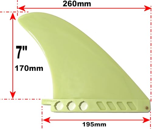 17cm Safety Flex Soft Center Fin, 7" for Longboards, SUPs, Paddleboards, AirSUPs, and Surfboards by saruSURF (Yellow)