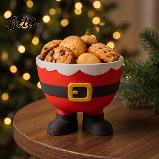 PLA Christmas Ornament 3D Printed Santa Claus Storage Bowl Creative Candy Bowl for Holiday Kitchen Accessory Parties Decorative Snacks Cookies