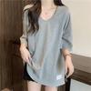 Cotton Short Sleeve Casual Loose T-shirt for Women Summer Fashion Solid Round Neck Plus Size T Shirt Woman Elegant Slim Simple Female Tee Tops 26294