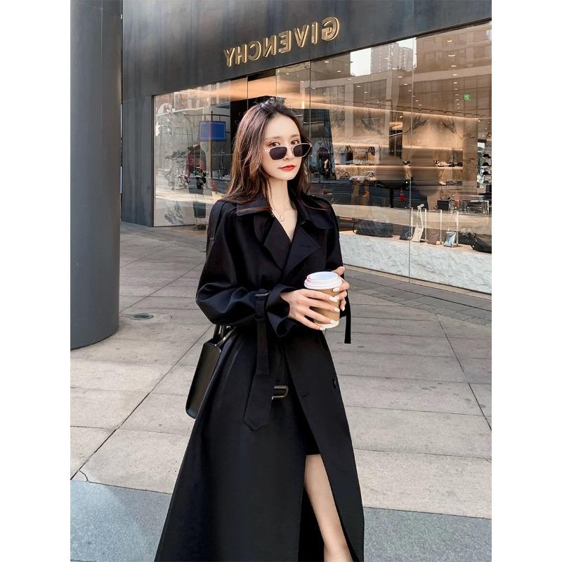 

Ветровка пальто для женщин весна и осень новый стиль маленький корейский стиль тонкий средней длины пальто для женщин L