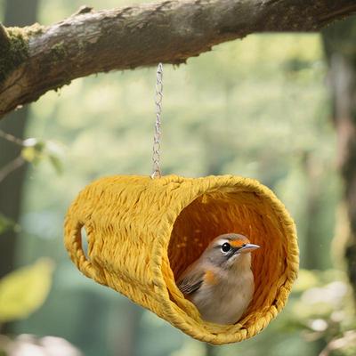 Nichoirs Pour Extérieur Nichoir Avec Trous Cage Tissée Accessoires Habitats Tunnel Suspendu Pour Perroquet Cockatiel Perruche