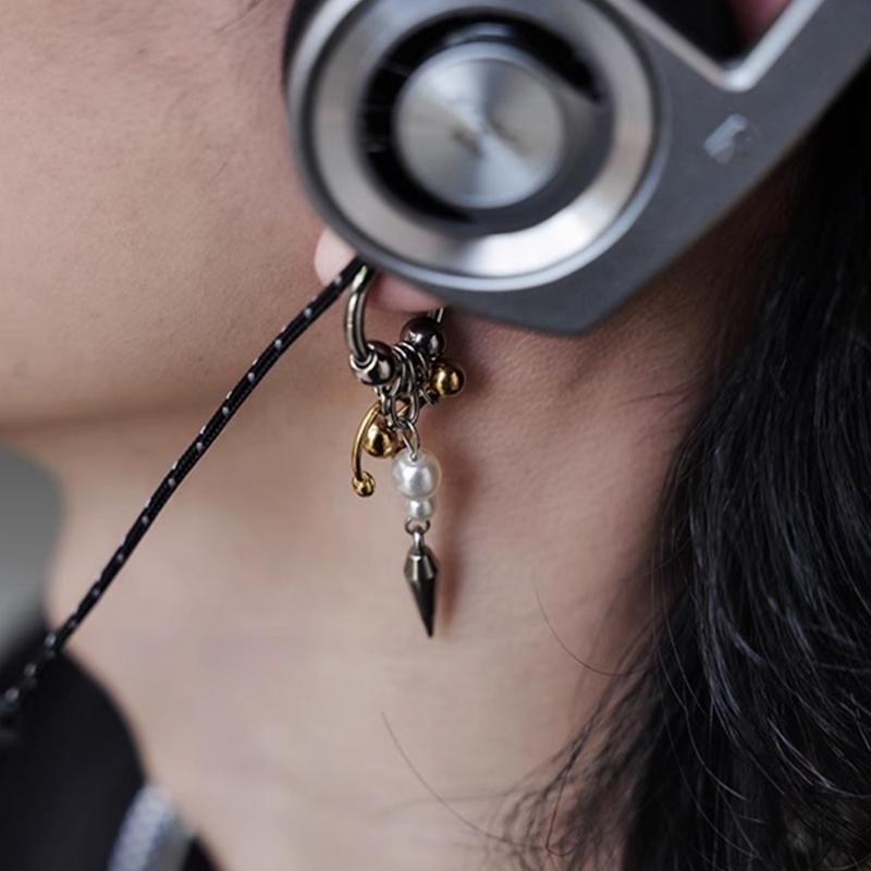 Fashion Forward Conical Pendant Earrings Ear Drop With Detailing Punk Inspired Alloy Jewelry Gift For Her