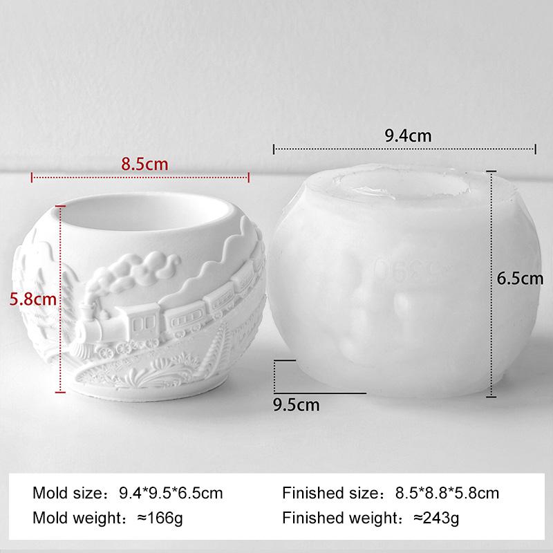 

DIY Relief Train Planter Silicone Mold Painting Tree Plaster Vase Mixed Clay Cement Garden Flowerpot Mold Home Decoration